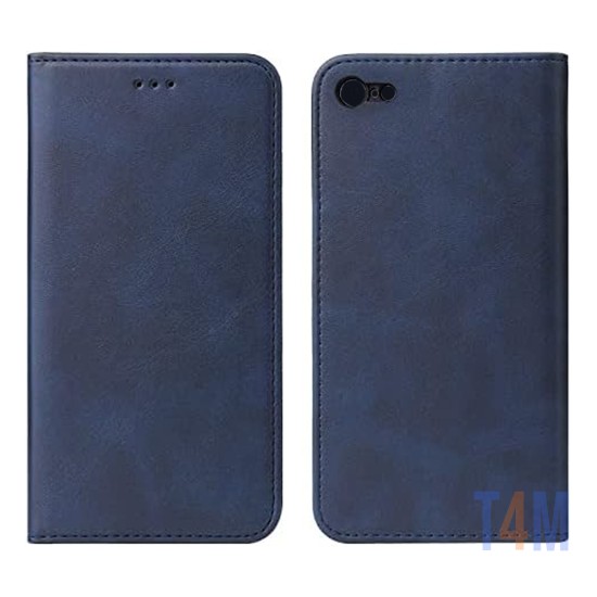 Leather Flip Cover with Internal Pocket For Apple Iphone 7g/8g/SE Blue